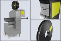 Sausage filling machine and crimp spool with RFID label