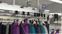 Clothes hanger transport system and sorter with industrial RFID